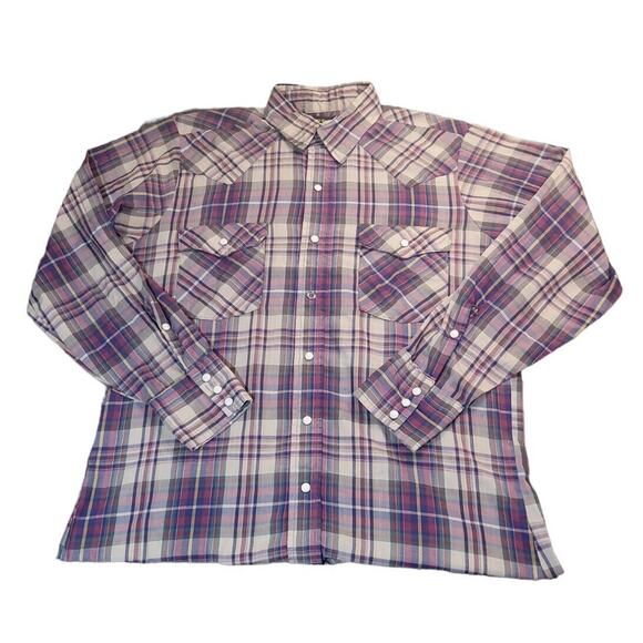 Saddle King Western Pearl Snap Shirt Men’s L VTG Plaid Long Sleeve • READ - Picture 1 of 5
